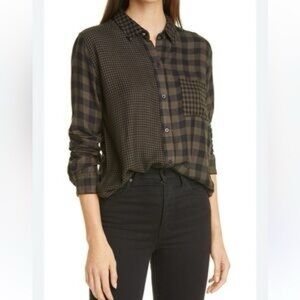 RAILS Plaid Button-Up Shirt in Olive and Black